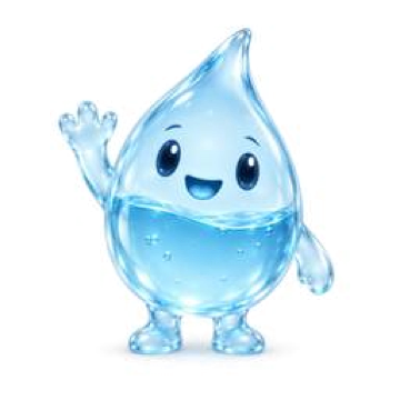 Ollie, a friendly water droplet, waving